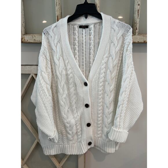 Quince size large white cable knit oversized cardigan sweater - Picture 1 of 3